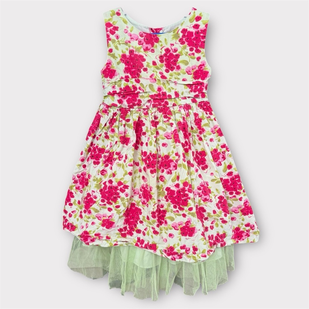 Youngland Girls 4T Pink Floral Tulle Party Dress Special Occasion Easter Spring